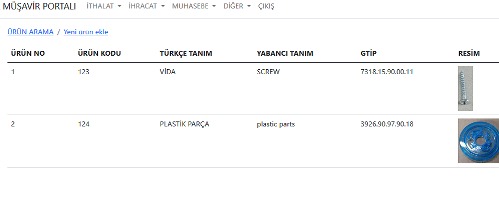 Portal ithal ürün liste